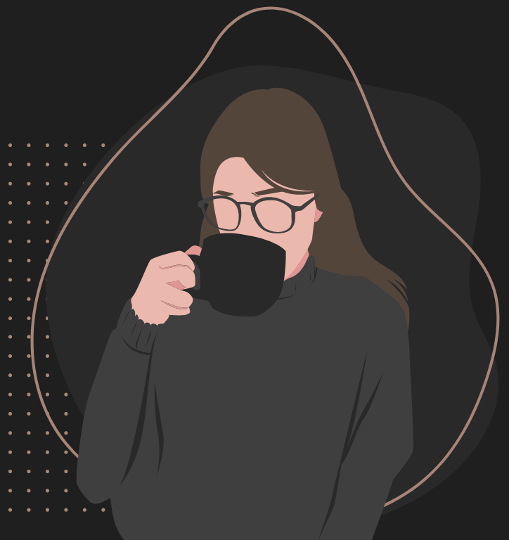 Ilustración mujer y café